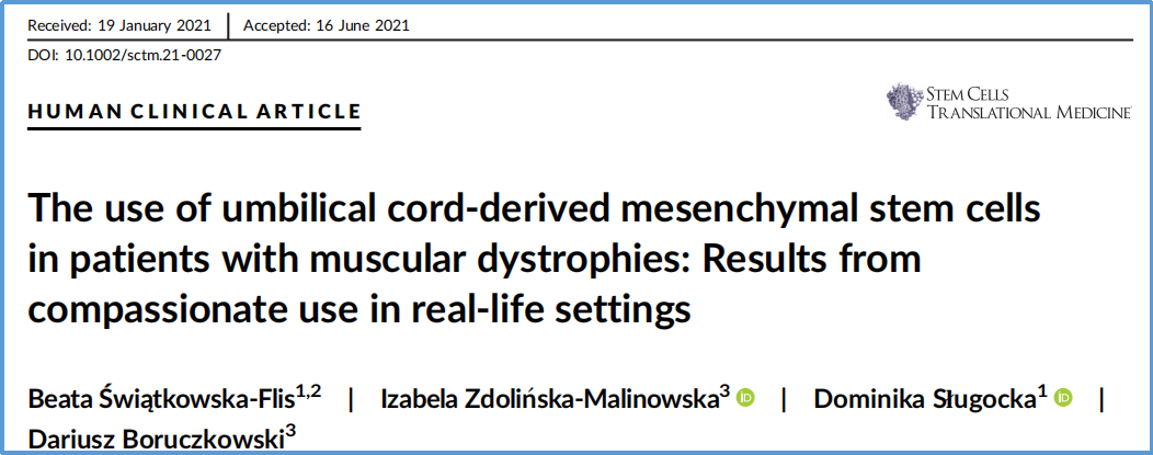 臍帶間充質干細胞在肌營養不良癥患者中的應用：現實生活中的同情使用結果