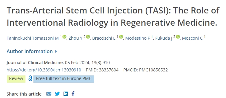 經(jīng)動脈干細胞注射（TASI）：介入放射學(xué)在再生醫(yī)學(xué)中的作用