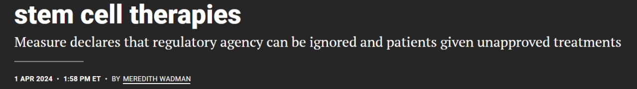 美國猶他州通過法案：胎盤干細胞不經FDA批準可用于臨床治療，5月1日生效