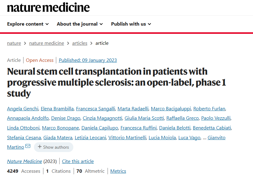進(jìn)行性多發(fā)性硬化癥患者的神經(jīng)干細(xì)胞移植：一項(xiàng)開放標(biāo)簽、I 期研究
