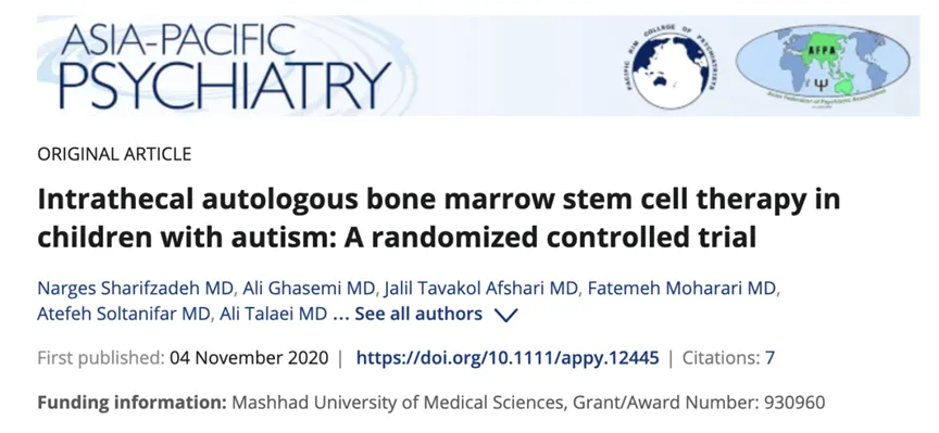 2020年干細胞治療自閉癥臨床案例