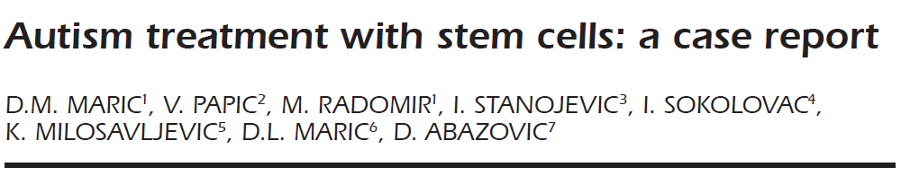 2022年干細胞治療自閉癥臨床案例