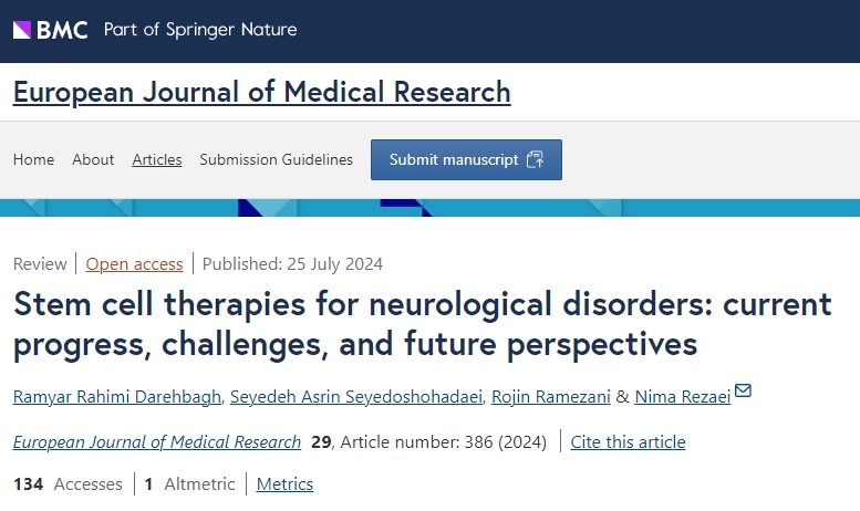 新綜述總結：干細胞治療9種神經系統疾病的當前進展、挑戰和未來前景