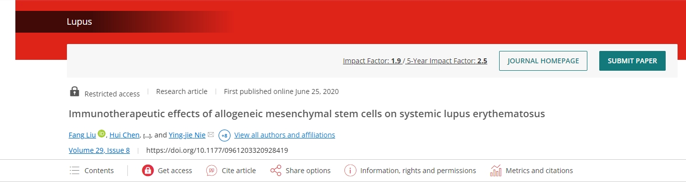 同種異體間充質(zhì)干細(xì)胞對系統(tǒng)性紅斑狼瘡的免疫治療作用 同種異體間充質(zhì)干細(xì)胞對系統(tǒng)性紅斑狼瘡的免疫治療作用