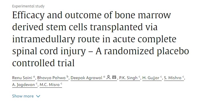 骨髓干細胞經(jīng)髓內(nèi)移植治療急性完全性脊髓損傷的療效和結(jié)果——一項隨機安慰劑對照試驗 骨髓干細胞經(jīng)髓內(nèi)移植治療急性完全性脊髓損傷的療效和結(jié)果——一項隨機安慰劑對照試驗