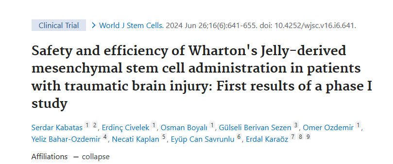 華通氏膠衍生的間充質干細胞對創傷性腦損傷患者進行治療的安全性和有效性：第一階段研究的初步結果