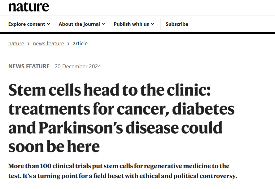 《nature》：干細胞進入臨床，帕金森、糖尿病的治療可能很快會實現