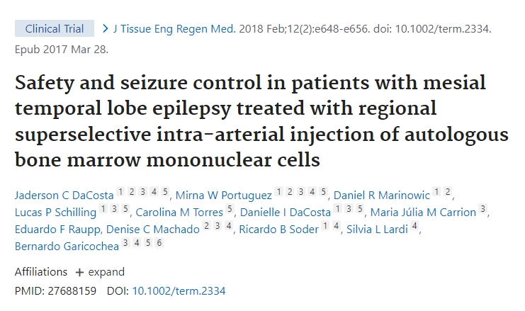局部超選擇性動脈內注射自體骨髓單核細胞治療顳葉內側癲癇患者的安全性和癲癇發作控制
