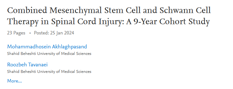間充質干細胞和雪旺細胞聯合治療脊髓損傷：一項為期 9 年的隊列研究