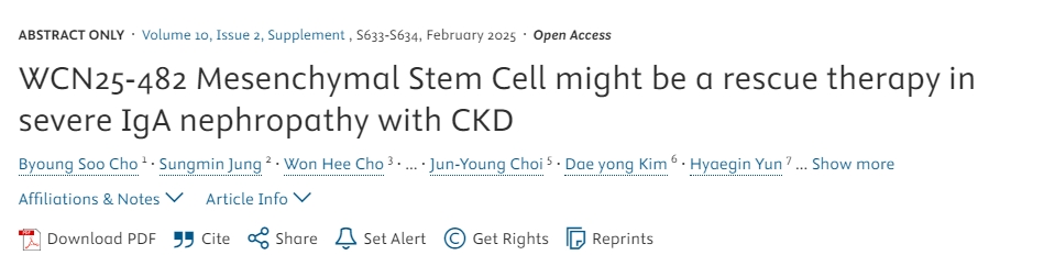 WCN25-482間充質干細胞可能成為 CKD嚴重IgA腎病的急救療法 WCN25-482間充質干細胞可能成為 CKD嚴重IgA腎病的急救療法
