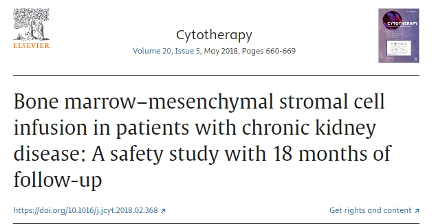 慢性腎病患者骨髓間充質基質細胞輸注:一項為期18個月的隨訪安全性研究 慢性腎病患者骨髓間充質基質細胞輸注:一項為期18個月的隨訪安全性研究