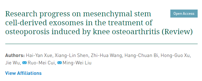 間充質(zhì)干細(xì)胞來源的外泌體治療膝骨關(guān)節(jié)炎所致骨質(zhì)疏松癥的研究進(jìn)展