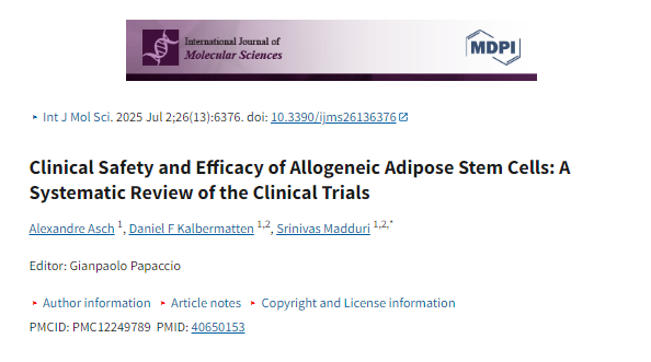 同種異體脂肪干細胞的臨床安全性和有效性:臨床試驗的系統評價 同種異體脂肪干細胞的臨床安全性和有效性:臨床試驗的系統評價