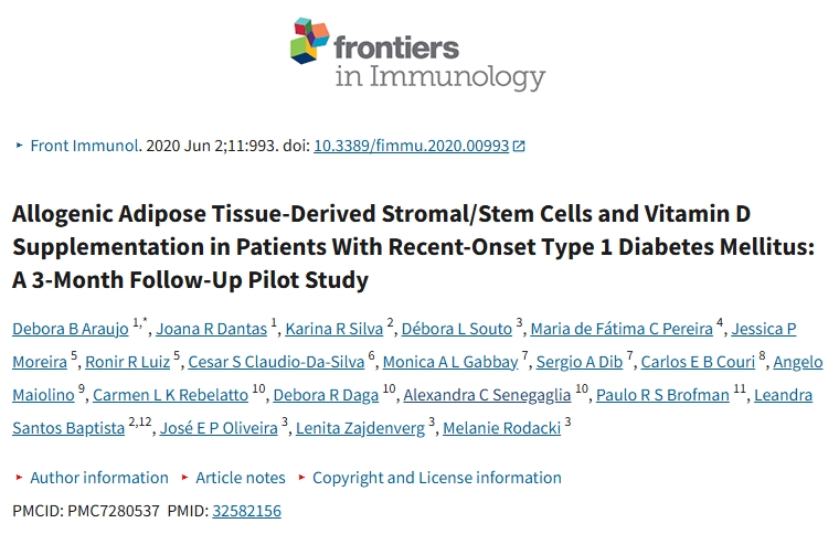 同種異體脂肪組織來(lái)源的基質(zhì)/干細(xì)胞和維生素D補(bǔ)充劑對(duì)新發(fā)1型糖尿病患者的影響：一項(xiàng)為期3個(gè)月的隨訪試點(diǎn)研究