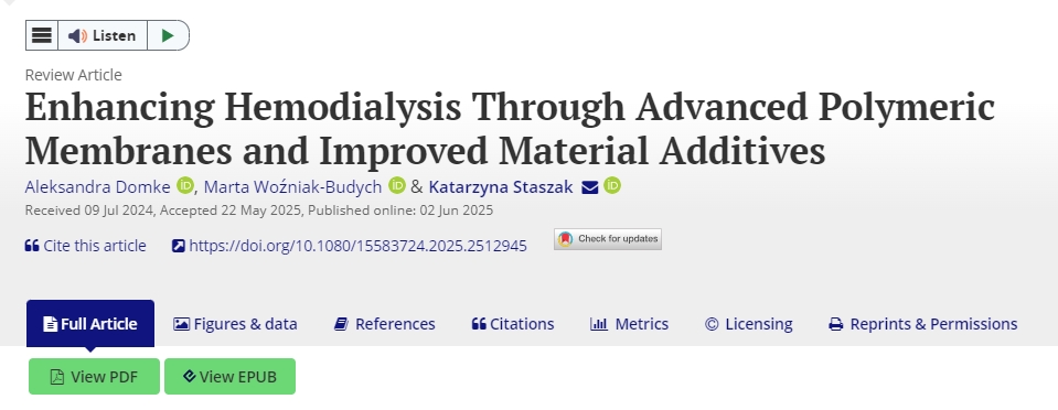通過先進(jìn)的聚合物膜和改進(jìn)的材料添加劑增強(qiáng)血液透析 通過先進(jìn)的聚合物膜和改進(jìn)的材料添加劑增強(qiáng)血液透析
