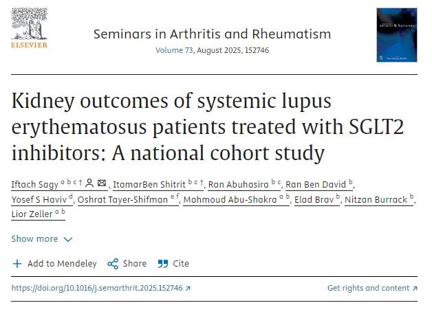 接受SGLT2抑制劑治療的系統性紅斑狼瘡患者的腎臟結局的一項全國隊列研究 接受SGLT2抑制劑治療的系統性紅斑狼瘡患者的腎臟結局的一項全國隊列研究