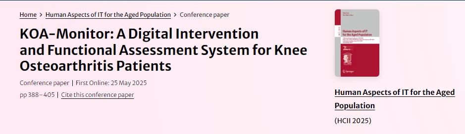 KOA-Monitor：膝關節骨性關節炎患者的數字化干預和功能評估系統