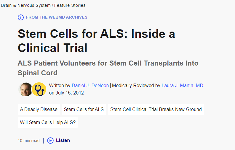 干細胞治療 ALS：臨床試驗內幕