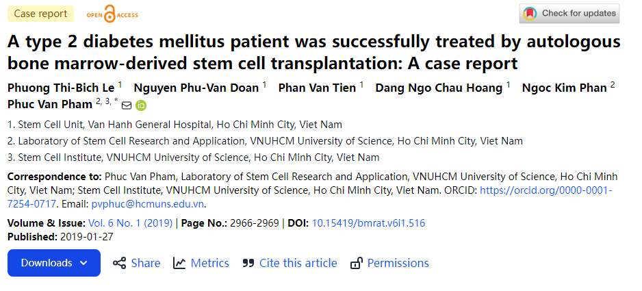 一例2型糖尿病患者經自體骨髓干細胞移植成功治愈:病例報告 一例2型糖尿病患者經自體骨髓干細胞移植成功治愈:病例報告