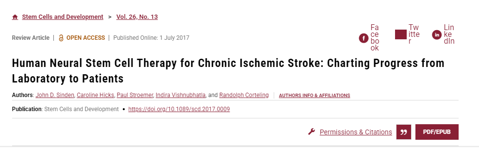 人類神經(jīng)干細(xì)胞療法治療慢性缺血性中風(fēng):從實(shí)驗(yàn)室到患者的進(jìn)展 人類神經(jīng)干細(xì)胞療法治療慢性缺血性中風(fēng):從實(shí)驗(yàn)室到患者的進(jìn)展