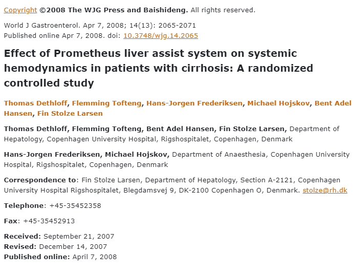 Prometheus肝臟輔助系統(tǒng)對肝硬化患者全身血液動力學(xué)的影響：一項隨機對照研究